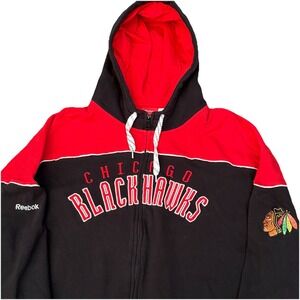 Reebok Men 2XL Chicago Blackhawks NHL Face Off Collection Full Zip Hockey Hoodie
